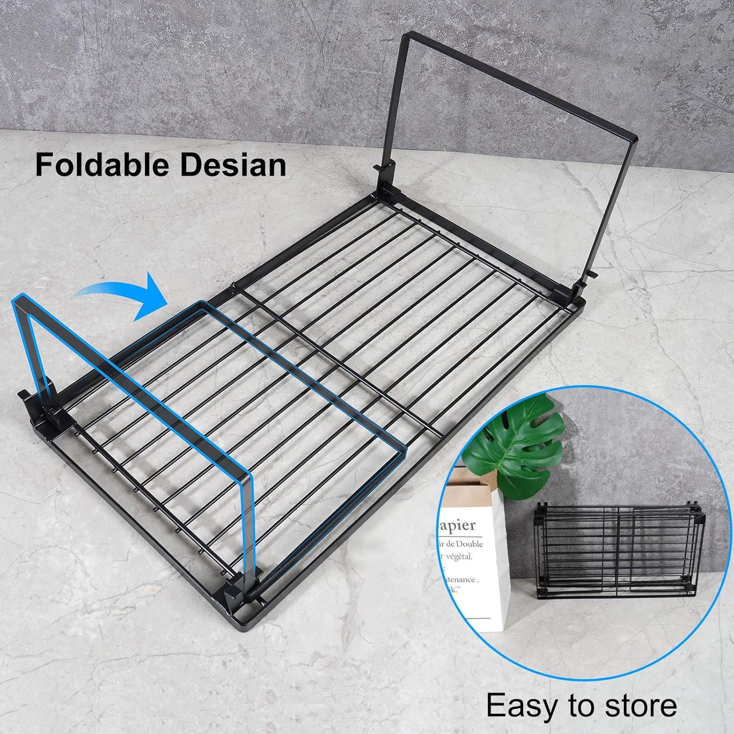 Tomorotec [2 Pack] Stackable Kitchen Storage Shelf Rack, Foldable Spice Rack Cabinet Organization Storage Shelves, Kitchen Shelves, Kitchen Counter & Cabinet Shelf Organizer,