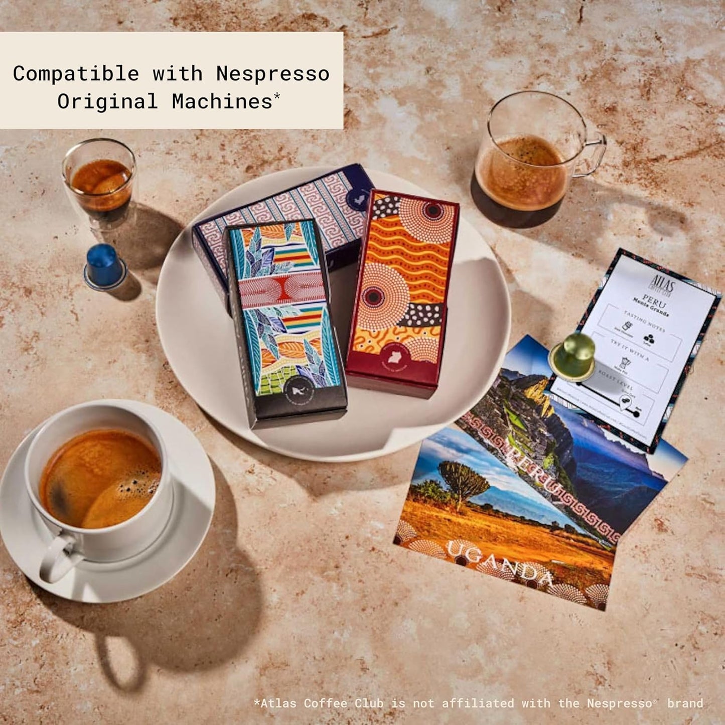 Atlas Coffee Club Espresso Pods Compatible with Nespresso Original– Dark Roast (10 Count)– Aluminum Capsules from Guatemala– Intensity 10