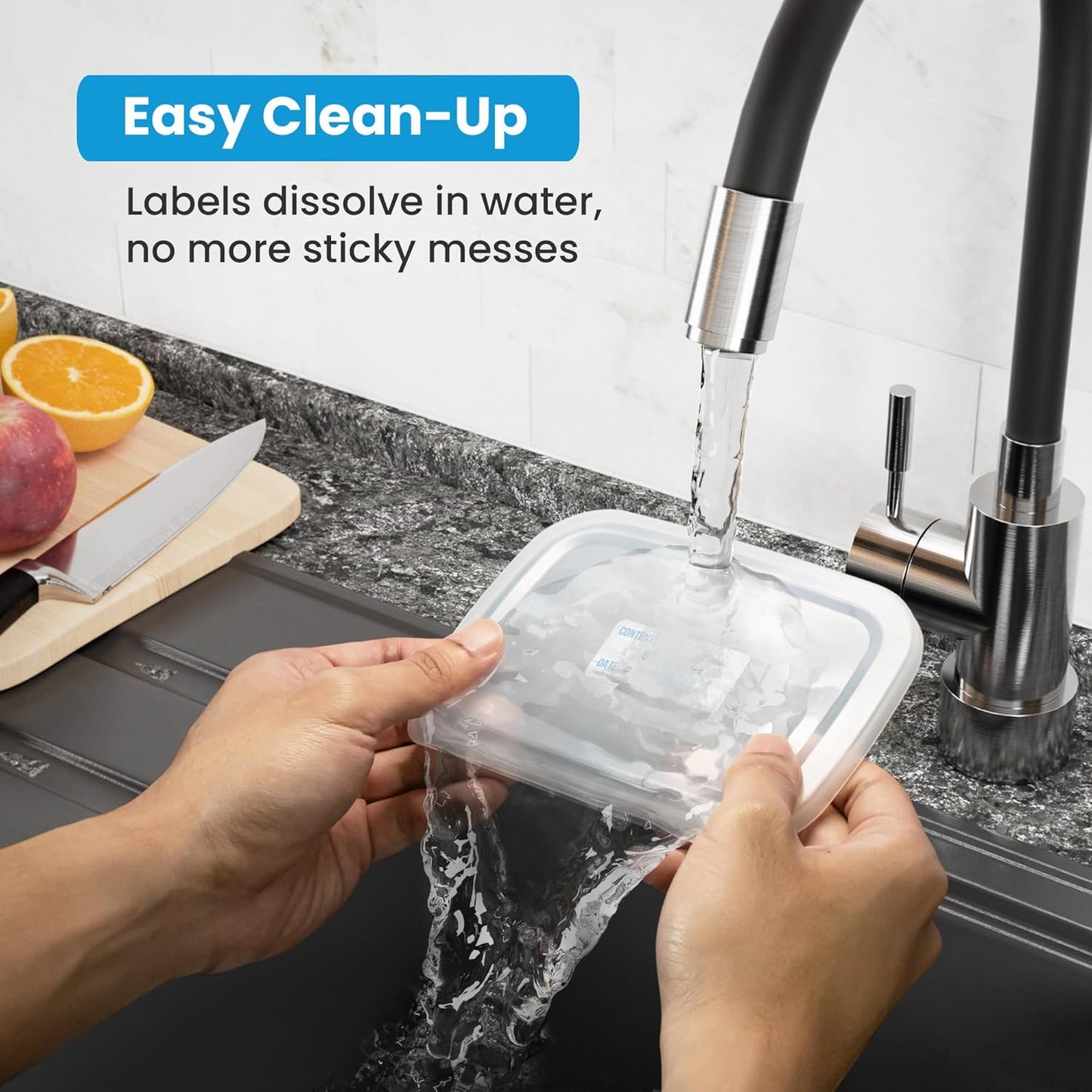 MESS Dissolvable Freezer Labels – 500-Pack – Removable Labels for Containers, Blank Food Storage Stickers, 1x2 in, Bottles, Jars & Freezer Use