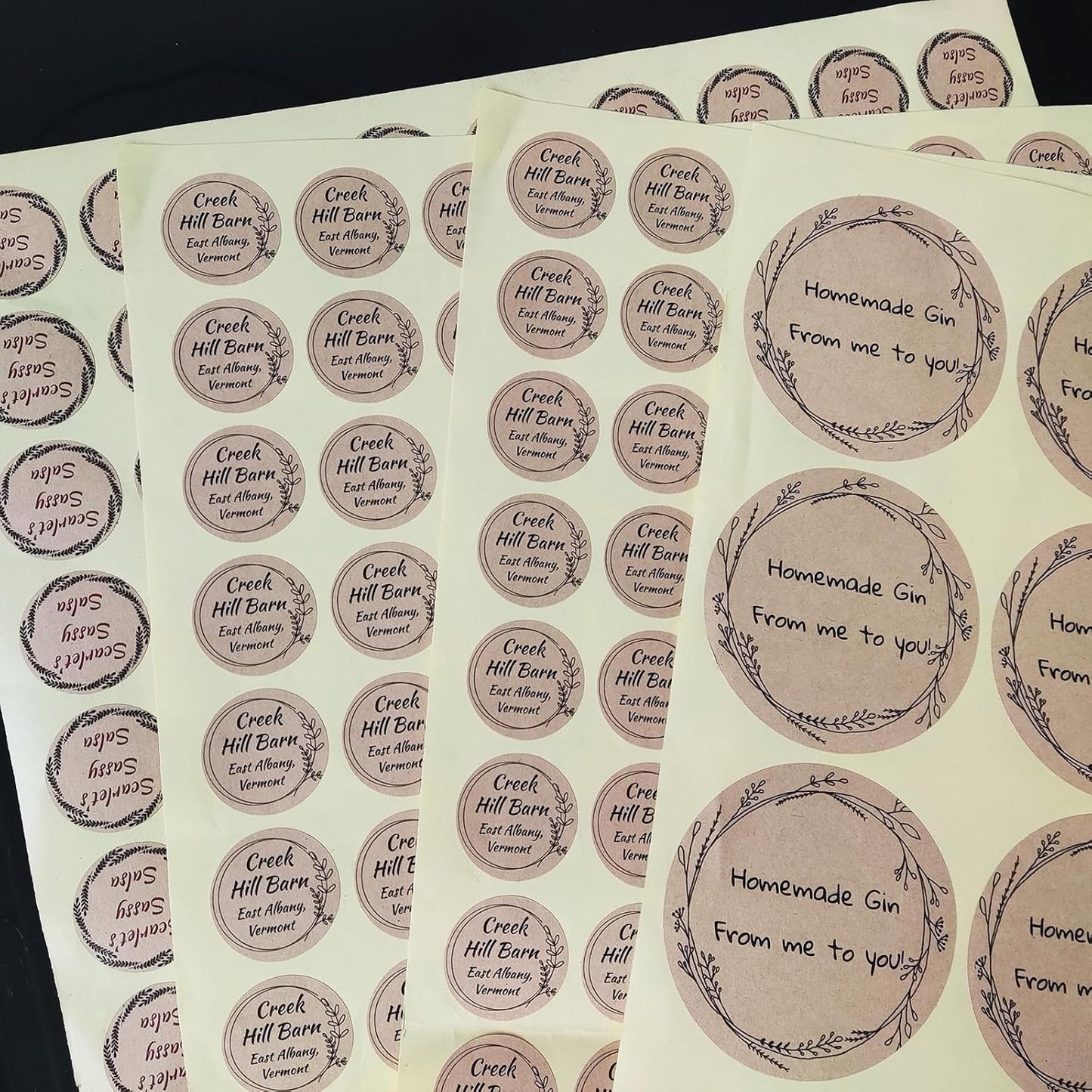 Custom Stickers Kraft Paper Labels Personalized Withe Text, Business Logo Customized Food Jars Labels Bakery Label Sticker Package Favor Canning Circle 100pcs (Style 12)