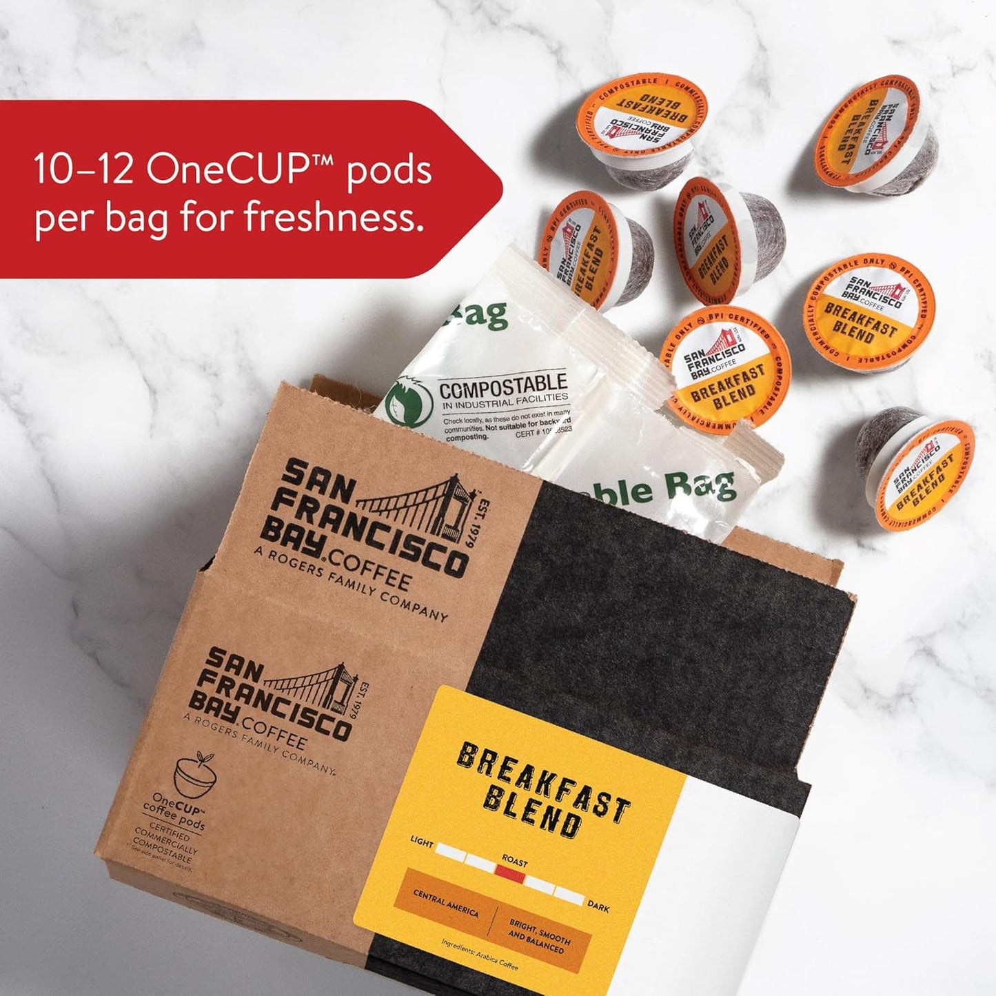 San Francisco Bay Compostable Coffee Pods - Breakfast Blend (120 Ct) K Cup Compatible including Keurig 2.0, Medium Roast