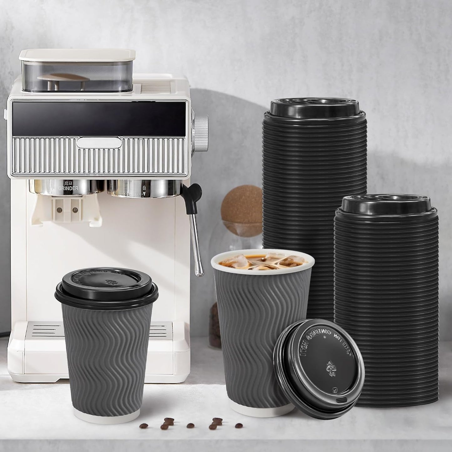 180 Pack Disposable Coffee Cup lids, 3.54'' Leak-Proof Disposable Plastic Cup Lids for 10, 12, 16, 20oz Paper Cups, Hot/Cold Drinking Cup Lids, Black