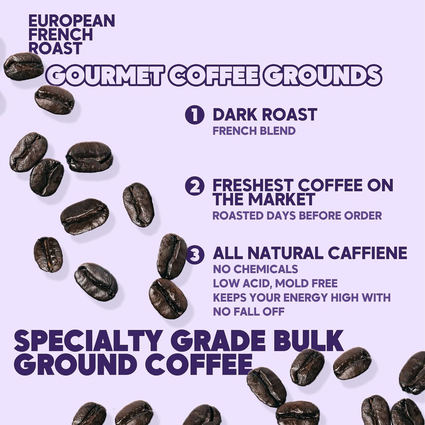 Sarasota Coffee Ground Cubano European French Roast | Dark Roast Gourmet Coffee Grounds | Low Acid, Mold Free, Specialty Grade Bulk Ground Coffee | 5lb (80 oz)