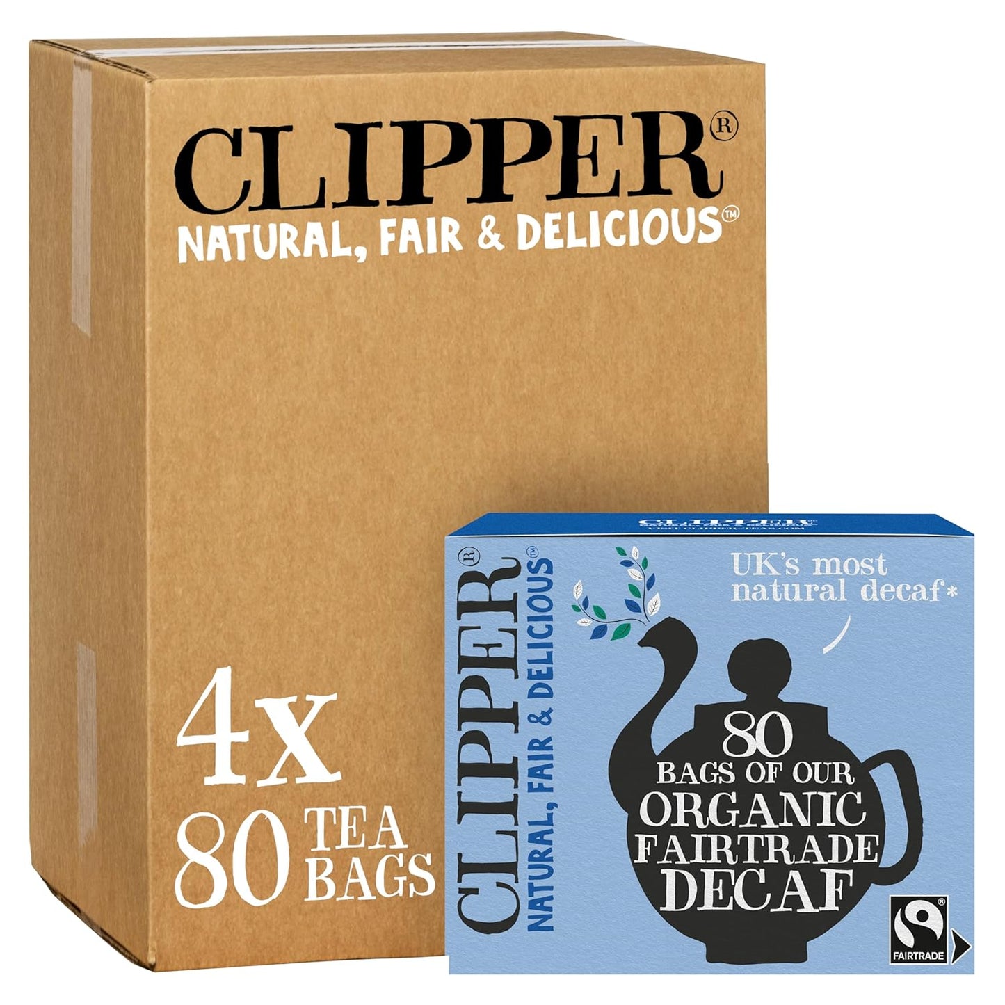 Clipper Tea, Organic Decaf, Plant-Based, Decaffeinated Black Tea, Great Over Ice, 4 Pack, 320 Unbleached Tea Bags