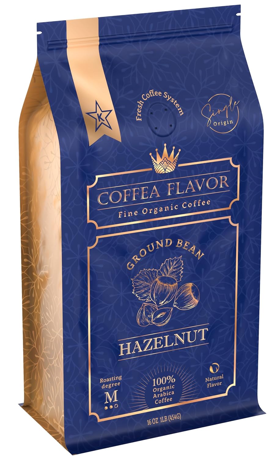 Coffea Flavor Fine Organic Coffee - Hazelnut Ground Coffee Medium Roast | 100% Arabica Coffee| Perfect for Espresso | USDA Certified Organic | Fair Trade | Grown and Roast in the Caribbean |16 Oz