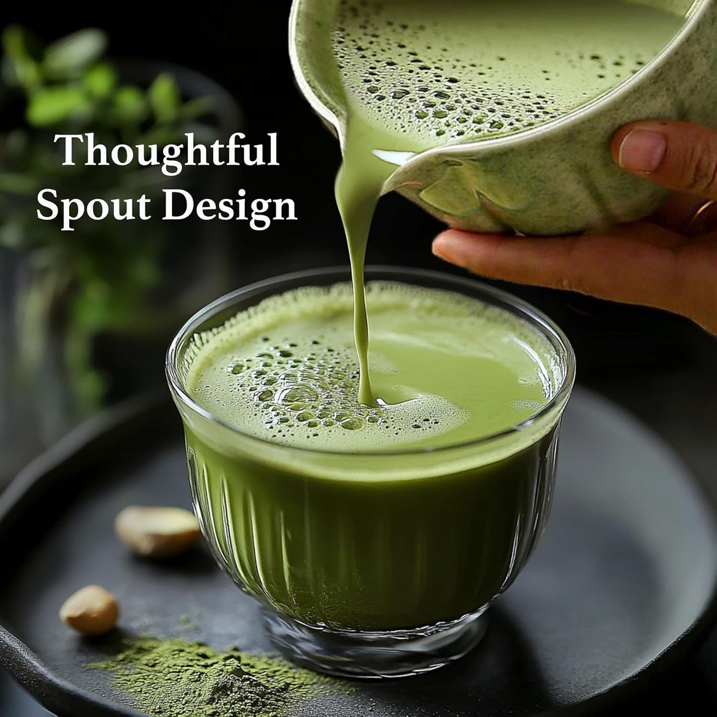 Green Matcha Whisk Set – 7 Pcs Japanese Matcha Kit, Bowl (Chawan) with Spout, Bamboo Whisk (Chasen) & Holder, Scoop (Chashaku), Sifter, Tea Towel – Perfect for Matcha Lovers & Tea Ceremony