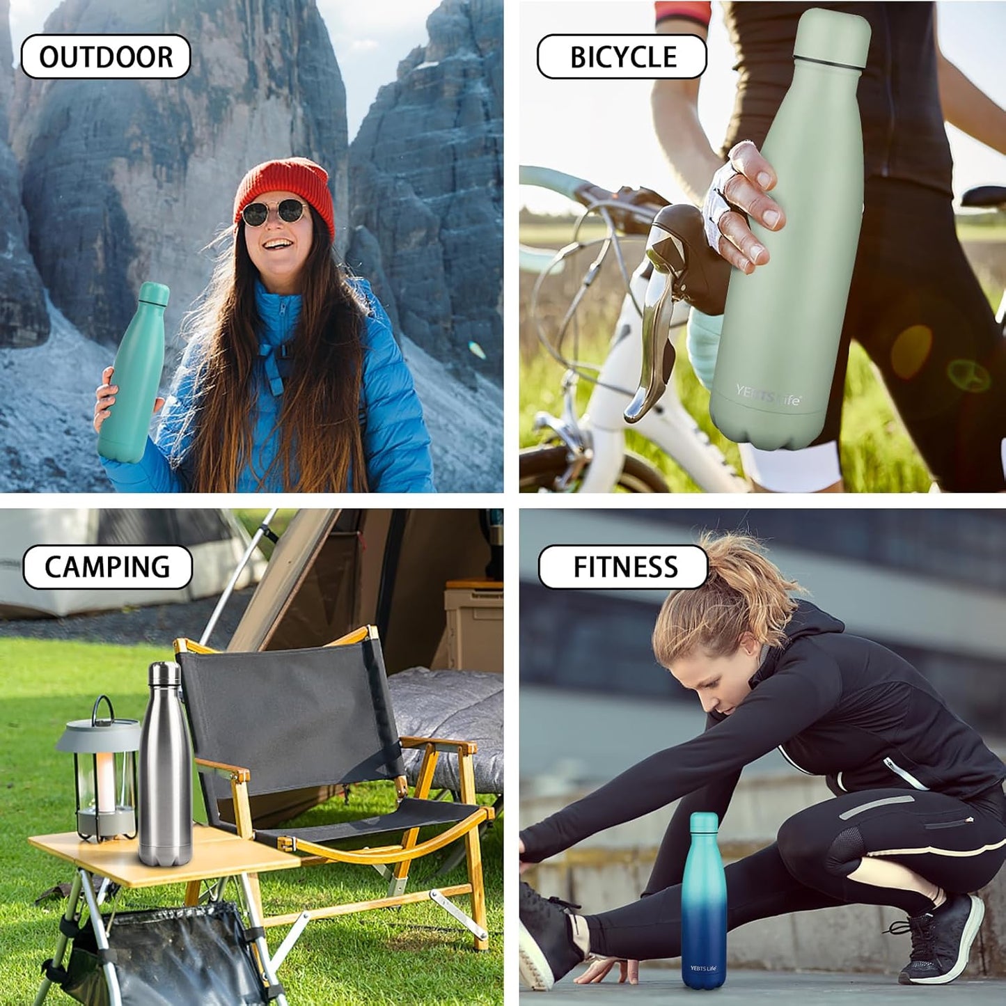 Insulated Water Bottle, 17oz Stainless Steel Water Bottles with straw lid, Metal Sports Water Bottles for Boys,Girls, Double Wall Vacuum BPA-Free Flask for School, Sports (Matcha Green)