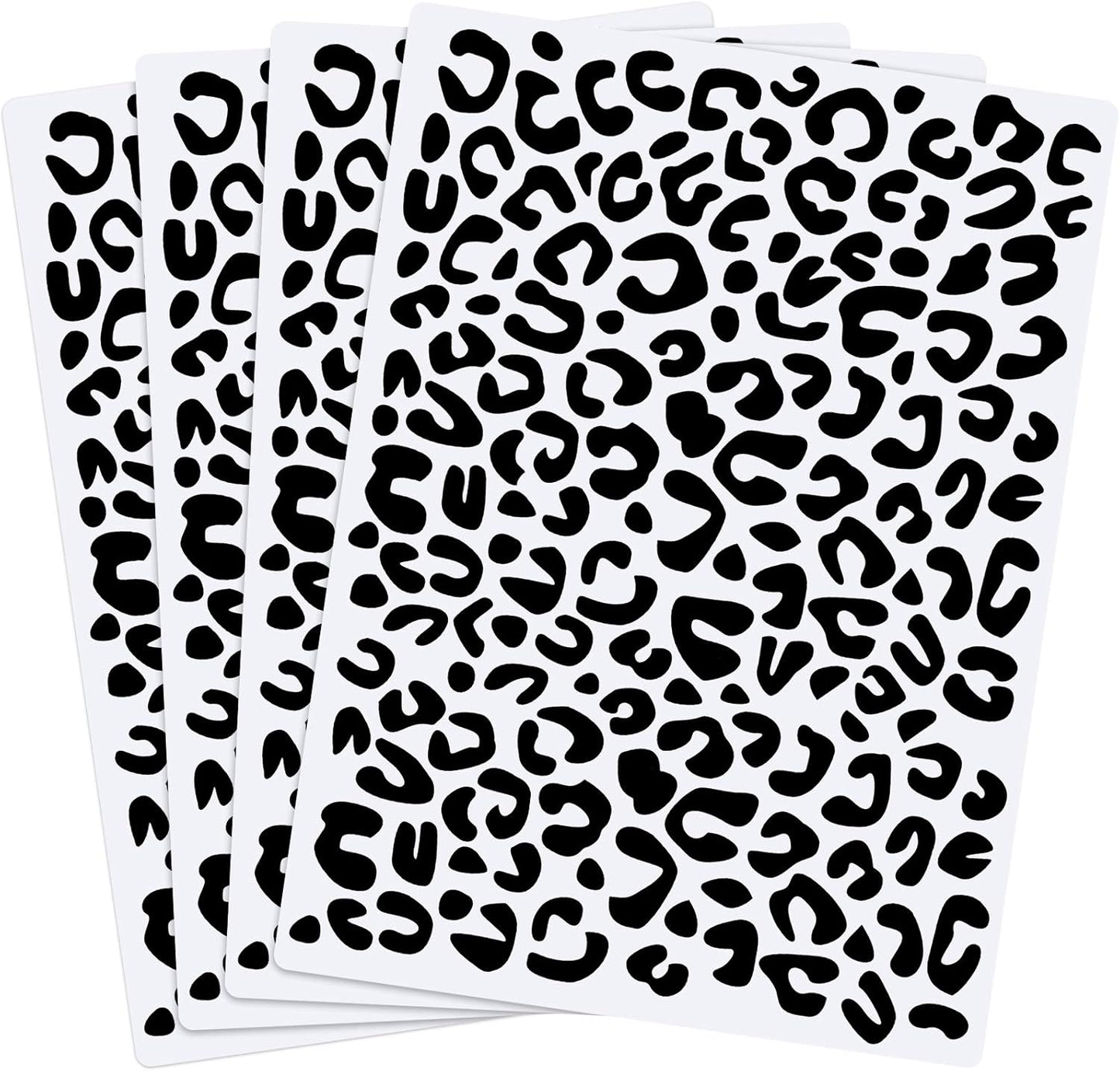 Zonon 4 Pieces Leopard Skin Stencil Reusable Cheetah Paint Stencil Template for Scrapbooking Fabric Drawing Tracing DIY Cake Furniture Wallpaper Floor Decor(5.9 x 8.3 Inch)