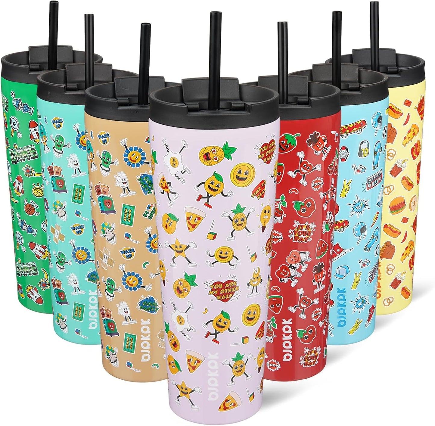 BJPKPK 26oz Tumbler With lid And Straw Stainless Steel Travel Coffee Mug Insulated Tumblers Cups,Hawaii Fruits Purple