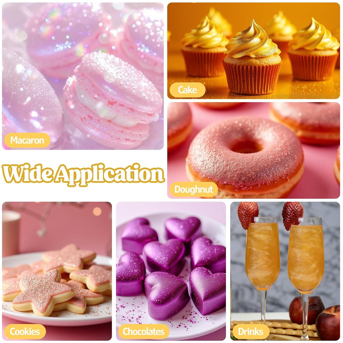 Nomeca Edible Glitter for Drinks Cakes, 8 grams Food Grade Luster Dust Sprinkles Glitter for Cake Decorations, DIY Cocktails, Beverages & Cake Decorating, Dessert Cake Topper (2-Silver)