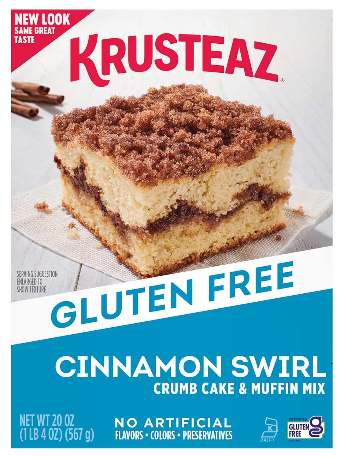 Krusteaz Gluten Free Baking Mix, Cinnamon Swirl Crumb Cake & Muffin Mix, 12-Ounce Box (Pack of 12)