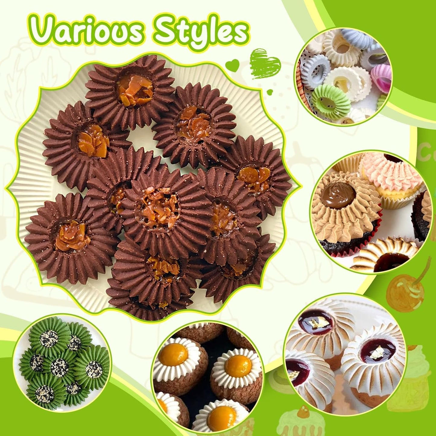 Suuker Large Piping Tips Set, Sultan Ring Baking Mold Icing Nozzle Stainless Steel Icing Piping Nozzles Cake Decorating Supplies for Kitchen Gift(2 Pieces, Silver)