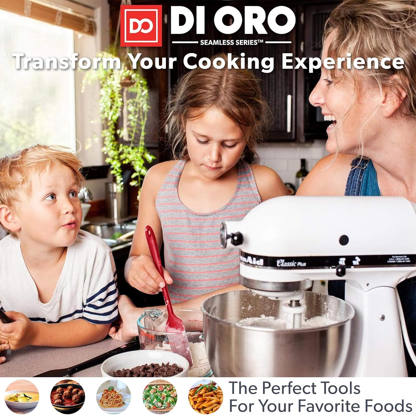 DIORO Silicone Mixing & Serving Spoons - Large Heat-Resistant Non Stick Utensils Big Solid & Slotted Basting & Stirring Spoons - Dishwasher Safe (2pc, Red)