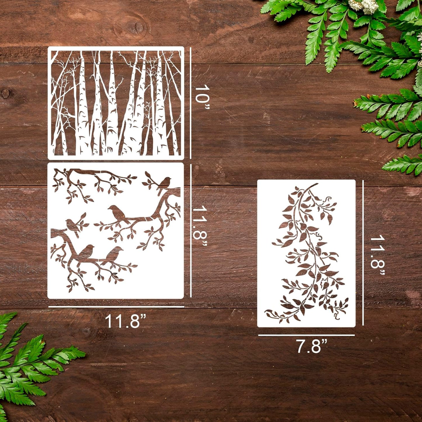 Tree Stencils for Painting on Wood Leaf Vine Stencil Large Bird Branch Stencils for Crafts Reusable for Wall Furniture Canvas Decor