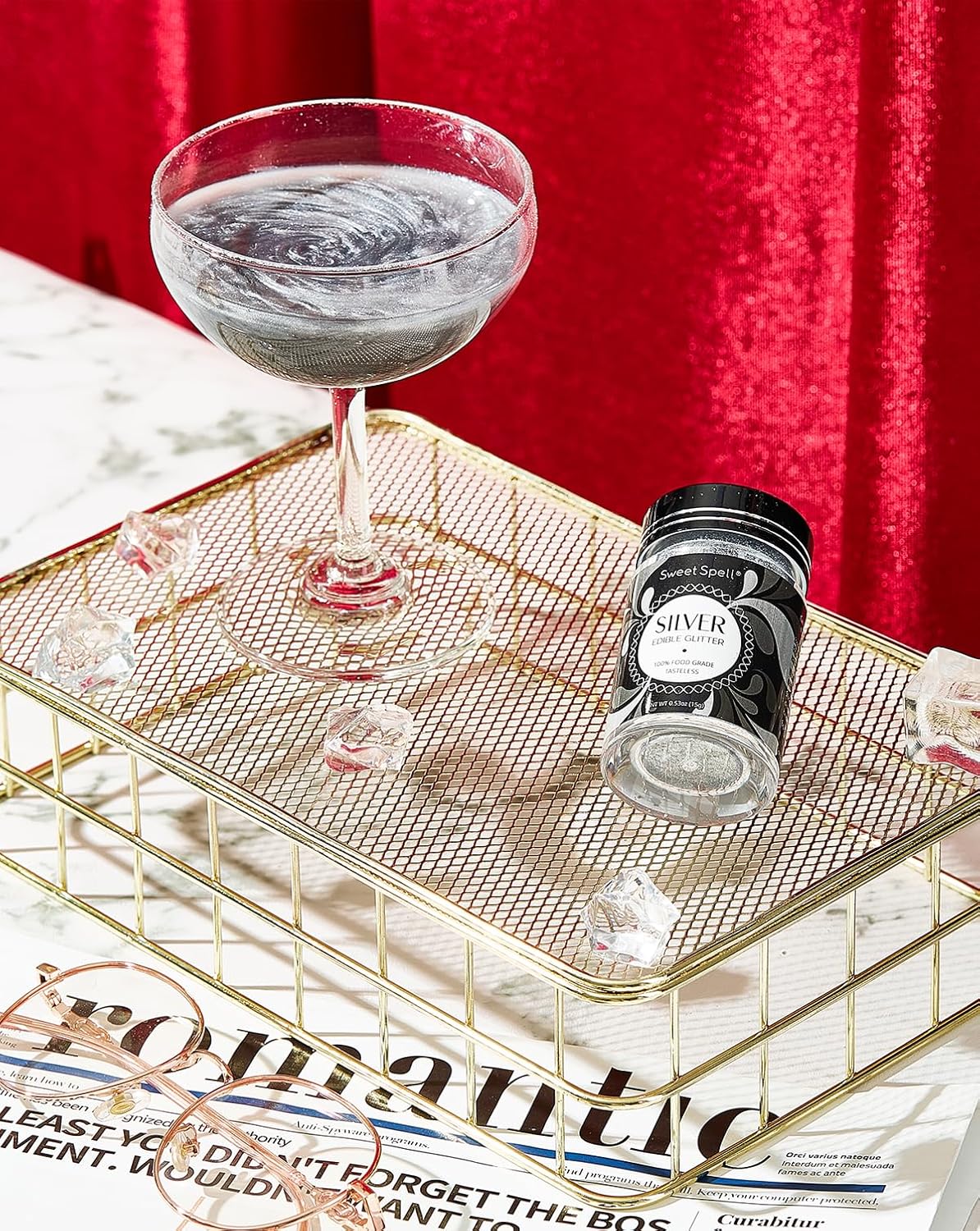 Sweet Spell Edible Glitter (15g) - Shimmer Sparkles for Drinks, Cakes, Cocktails - 100% Edible & Food Grade Glitter, Vegan, Gluten-Free (Silver)