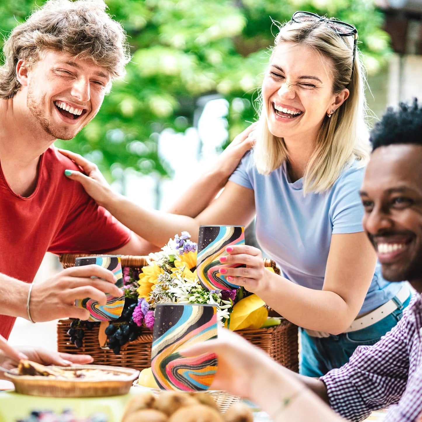 RainCaper 18/8 Stainless Steel Insulated Water Tumbler with Straw | 30oz, BPA-Free, Double Wall for Hot & Cold | Travel-Friendly, Cup Holder Ready (EttaVee Abstract 1)