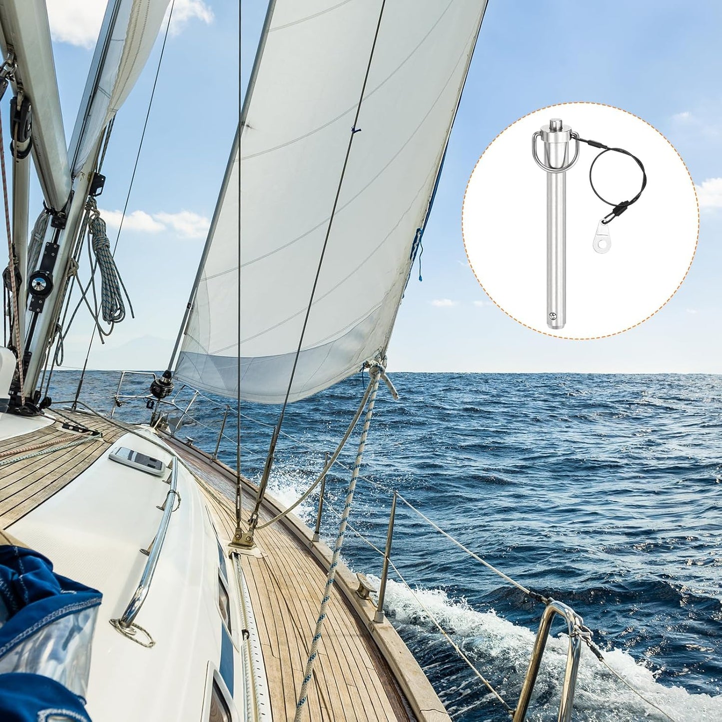 uxcell 1 Pcs Quick Release Pin, 1/2" x 4"(Dia. x L) Push-Button Ball Locking Pin 304 Stainless Steel Ring Handle Locking Pin with Wire for Audio Bimini Top Marine, Silver