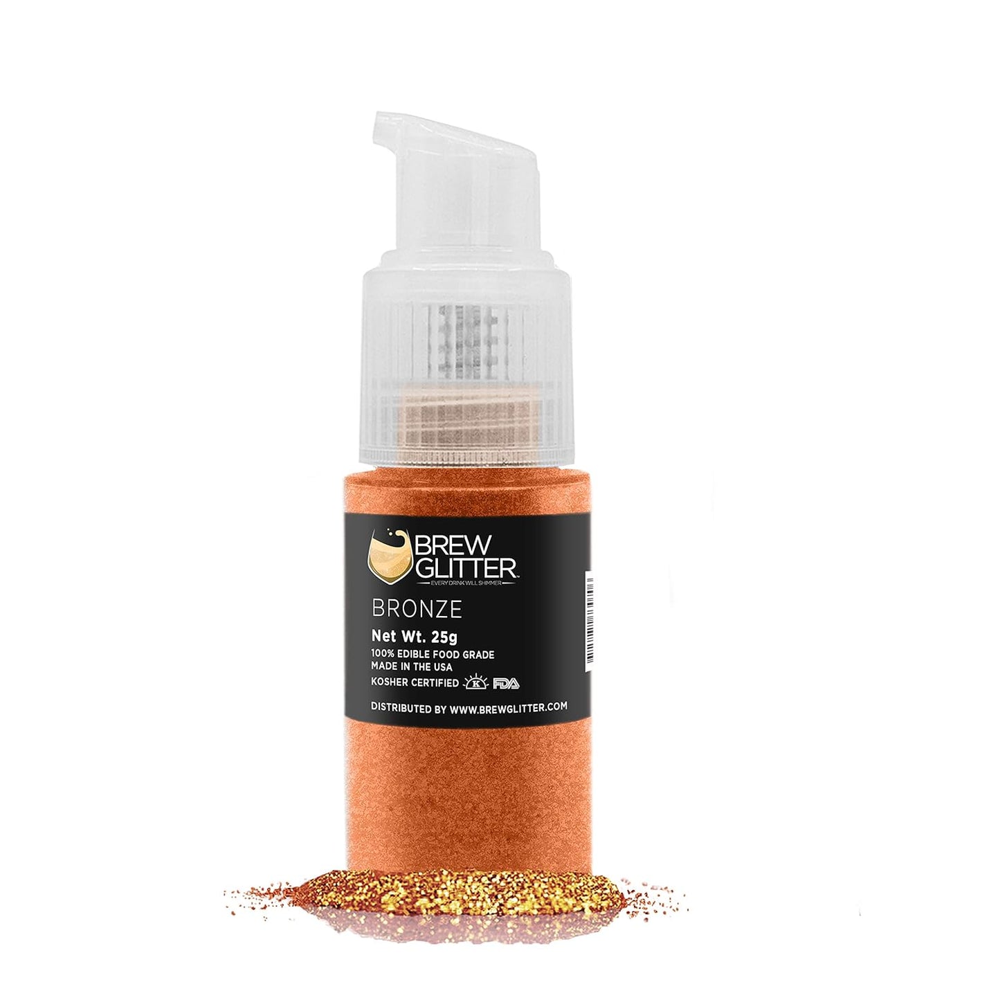 Bronze BREW GLITTER Edible Glitter For Drinks, Cocktails, Beer, Garnish Glitter & Beverages | KOSHER & HALAL Certified | 100% Edible & Food Grade | Vegan, Gluten, Nut Free (25g Spray Pump, Bronze)