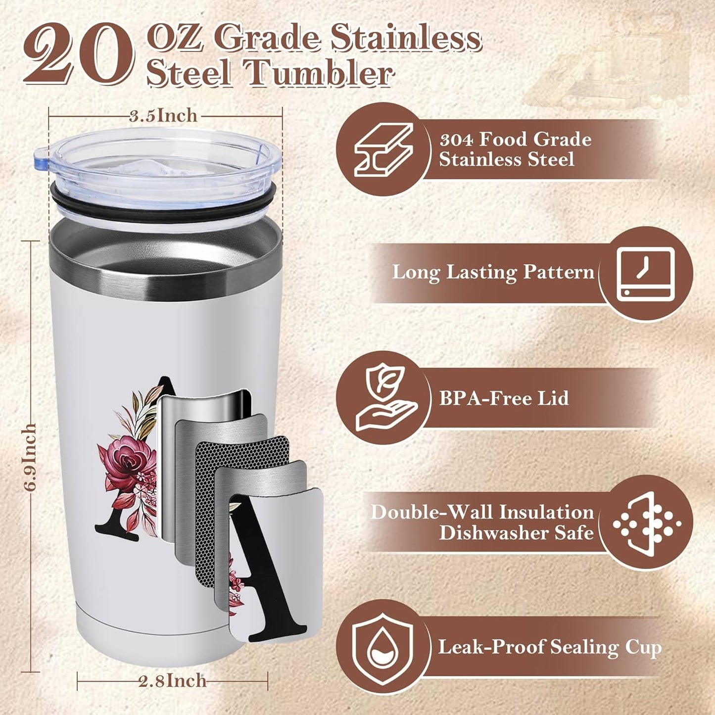 20 Oz Insulated Coffee Cup with Lid Car Tumbler Travel Mug Cool Grandma Gifts Grandmother Nana Glamma Yaya Abuela Abuelita Mamaw Memaw Mimi Nonna Granny Oma Meme Christmas Xmas Monogrammed Present