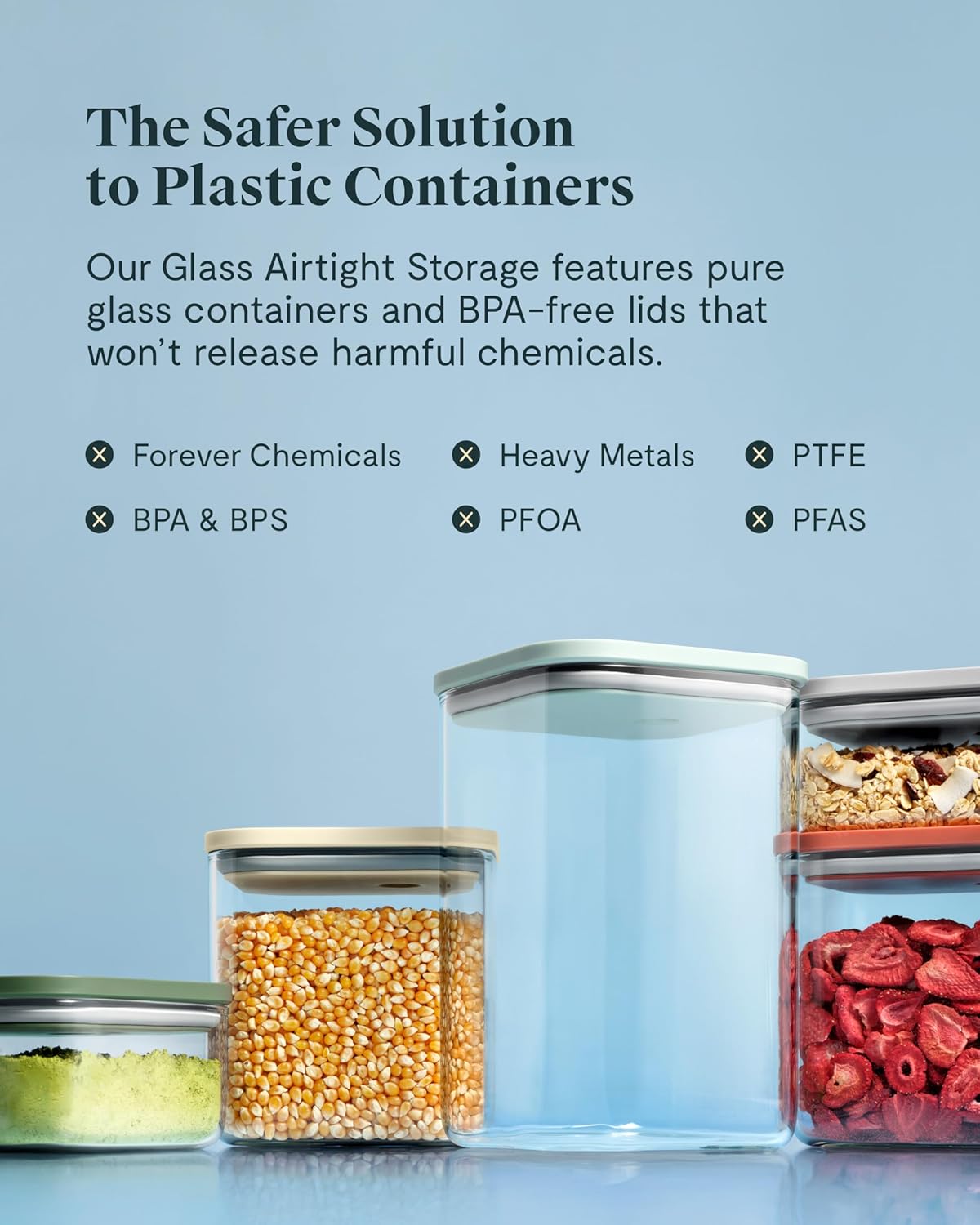 Caraway 14-Piece Glass Airtight Food Storage Containers with Lids – Non-Toxic, BPA-Free Kitchen Storage Containers – Stackable, Space-Saving Airtight Containers for Dry Goods and More - Perracotta