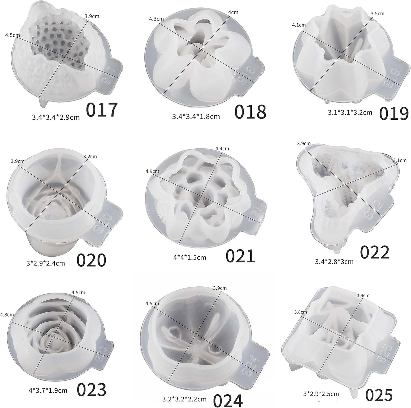 18 Pack Flower Succulent Candle Molds Peony Rose Resin Casting Silicone Molds for Home Decor & Candle Making Wave Spiral Mold