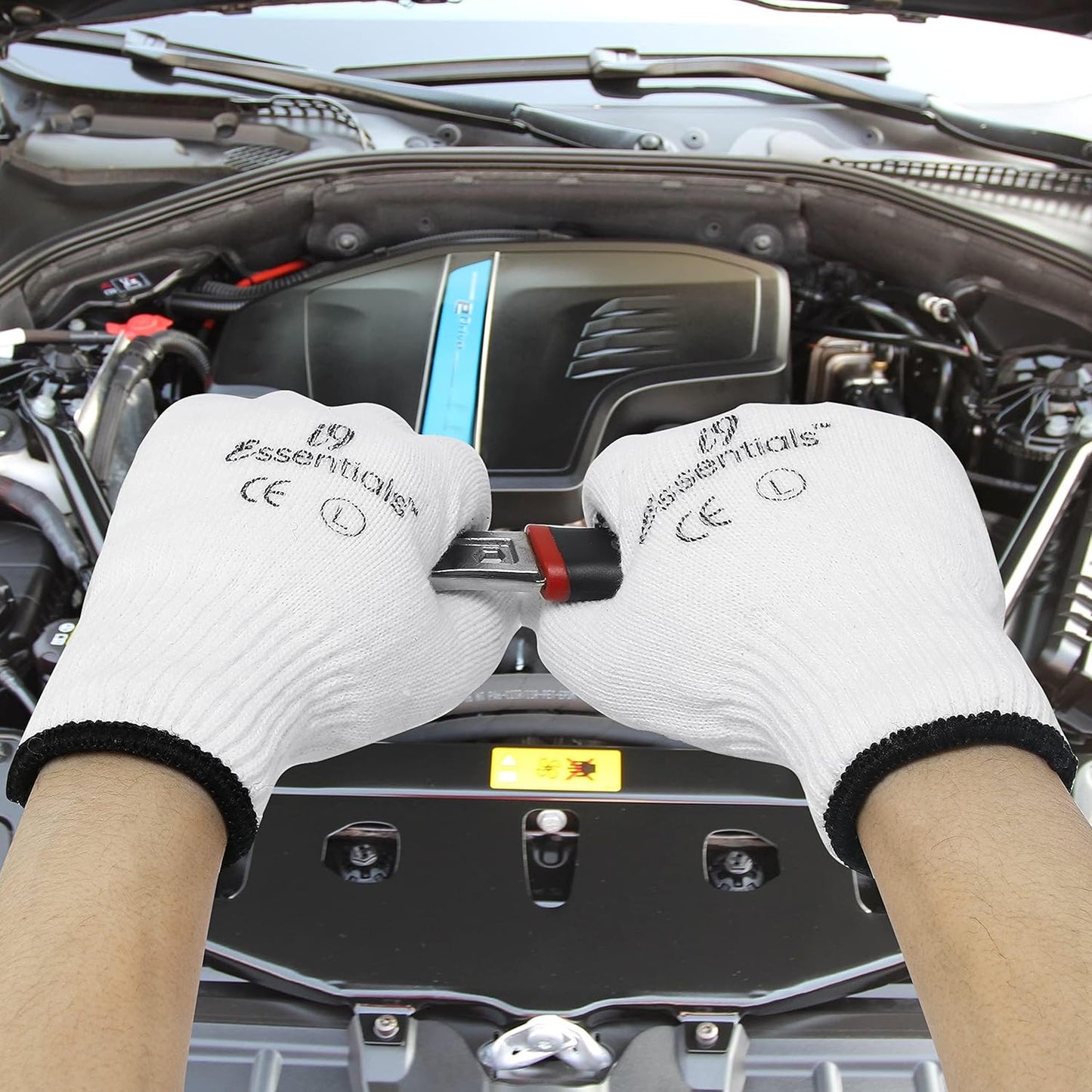 I9 Essentials Work Gloves – 12 Pairs Large Cotton Gloves with Anti-Slip PVC Dots – Durable, Lightweight Safety Gloves for Gardening, Construction, Carpentry & Warehouse Use