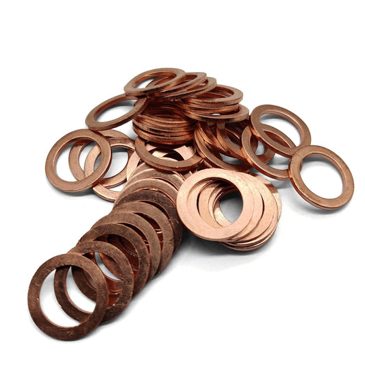 M14 Flat Washer Copper Sealing Ring, 14mm ID 20mm OD 1.5mm Thickness Metric Sealing Gasket, 40 Pieces