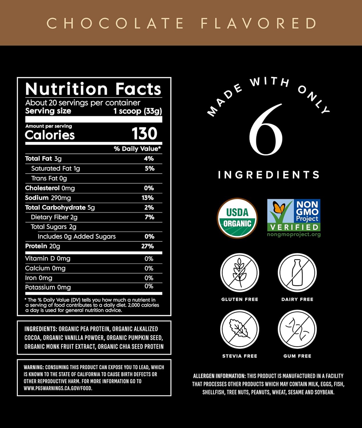 Truvani Vegan Pea Protein Powder | Chocolate | 20g Organic Plant Based Protein | 20 Servings | Keto | Gluten & Dairy Free | Low Carb | No Added Sugar