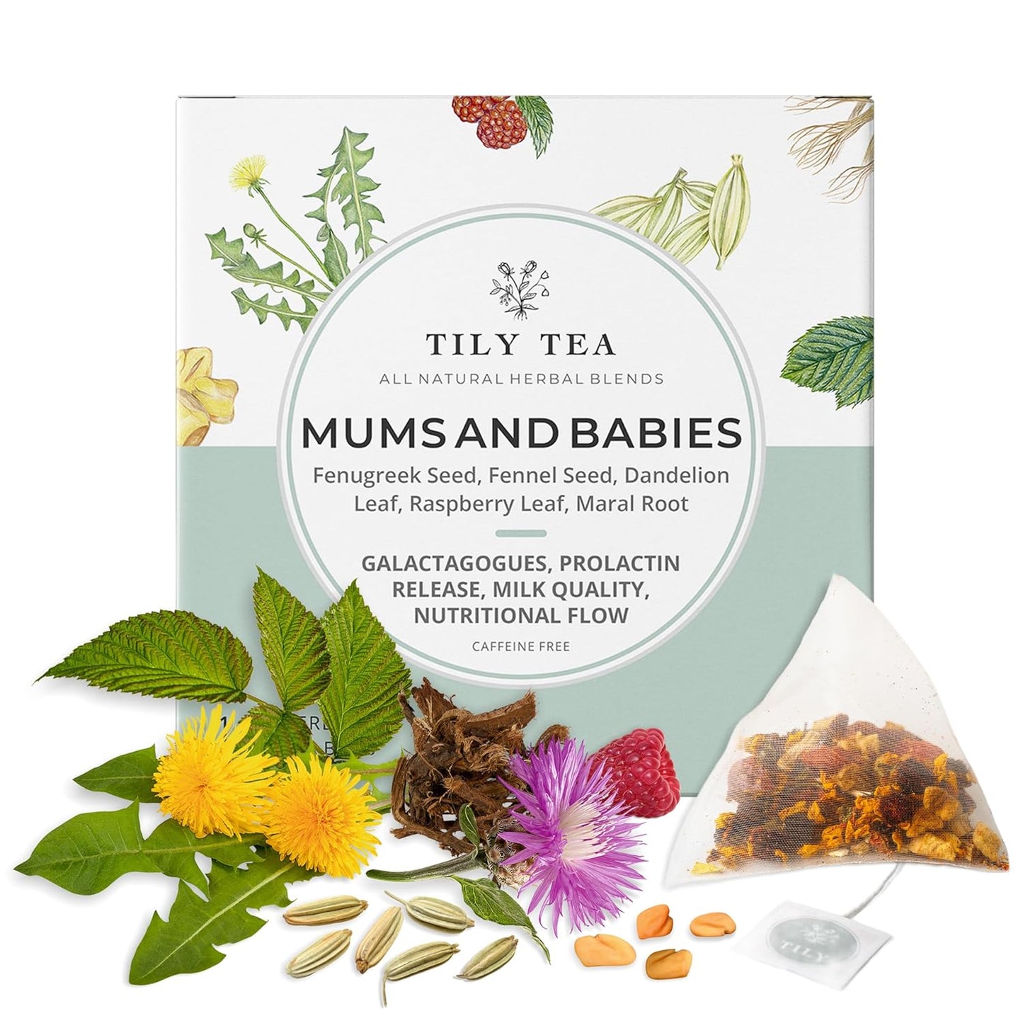 Tily Tea Mums and Babies Herbal Tea - Postnatal Lactation Tea - Caffeine Free - Suitable for Breastfeeding Mothers - 10 Plastic-Free Tea Bags