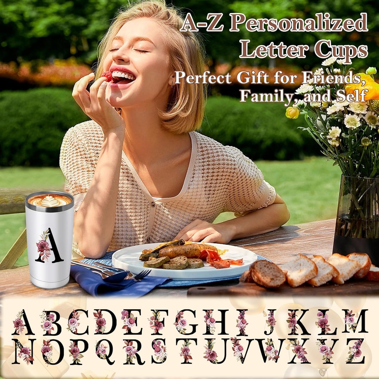 20 Oz Insulated Coffee Cup with Lid Car Tumbler Travel Mug for Women Ideal Birthday Wedding Christmas Cute Personalized Unique Gift Valentines Special Romantic Present Day Husband's Wife