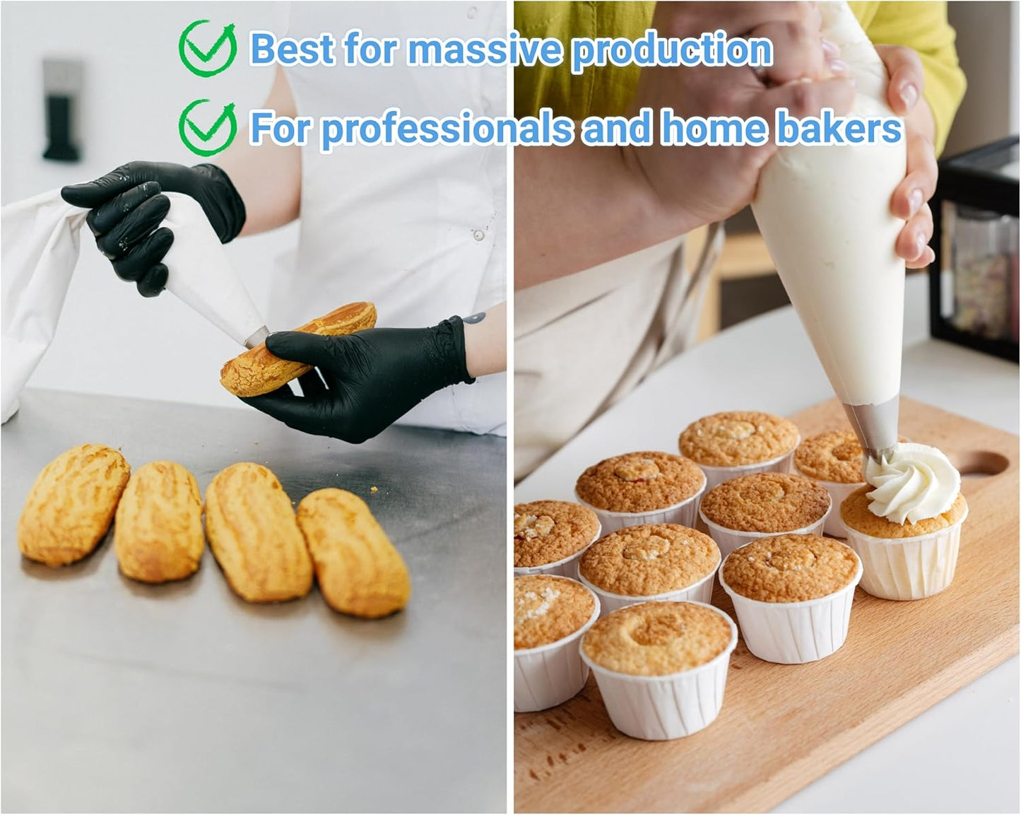 19 Inch Extra Large Piping Bags 200 Pack - Disposable Pastry Bags - Thick Anti-Burst Pastry Icing Frosting Piping Bags For Decorating Cupcakes Cakes Cookies (Large 19 Inch-200 Pack)