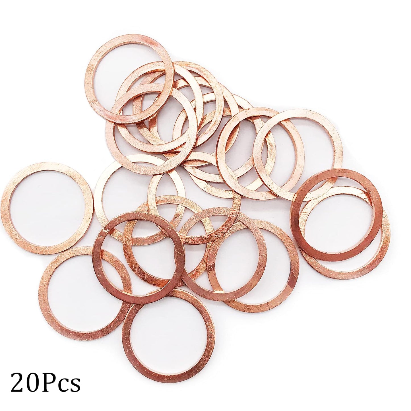 M24 Flat Washer Copper Sealing Ring, 24mm ID 30mm OD 1.5mm Thickness Metric Sealing Gasket, 20 Pieces