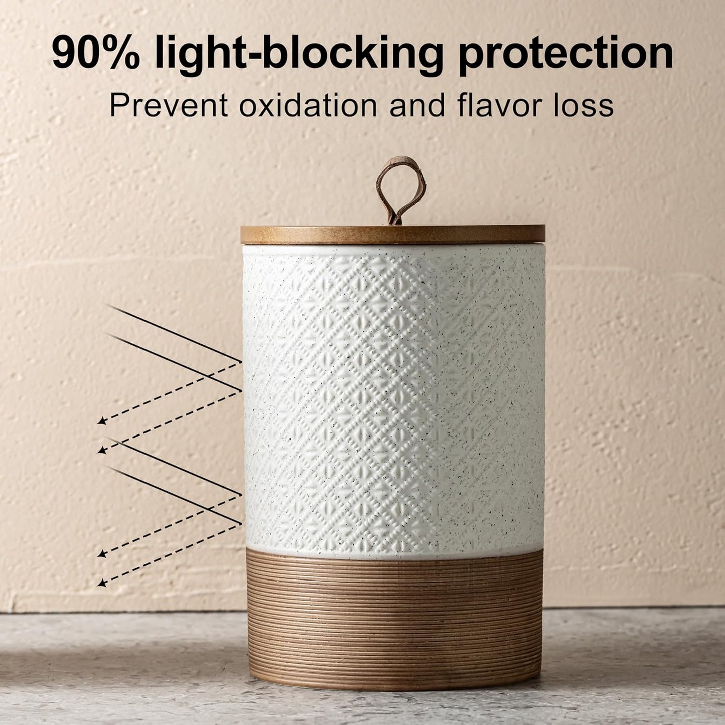 Large Coffee Containers with Lids, Ceramic Coffee Canister Kitchen Food Storage Cookie Jars with Airtight Lid for Spice Sugar Tea Candy, Stackable Decorative Jars for Counter - White 28 fl.oz