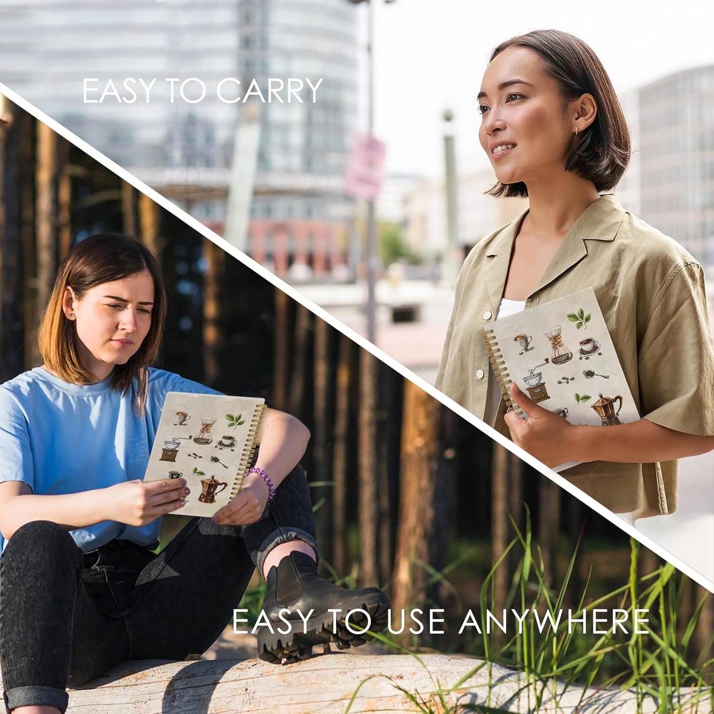 Vintage Coffee Spiral Notebook, Coffee Lovers Gifts Journal Notebook, Retro Cafe Notebooks for School Work, Caffeine Lover Office Supplies Gifts for Women Men, 5.5x8.3 Inch