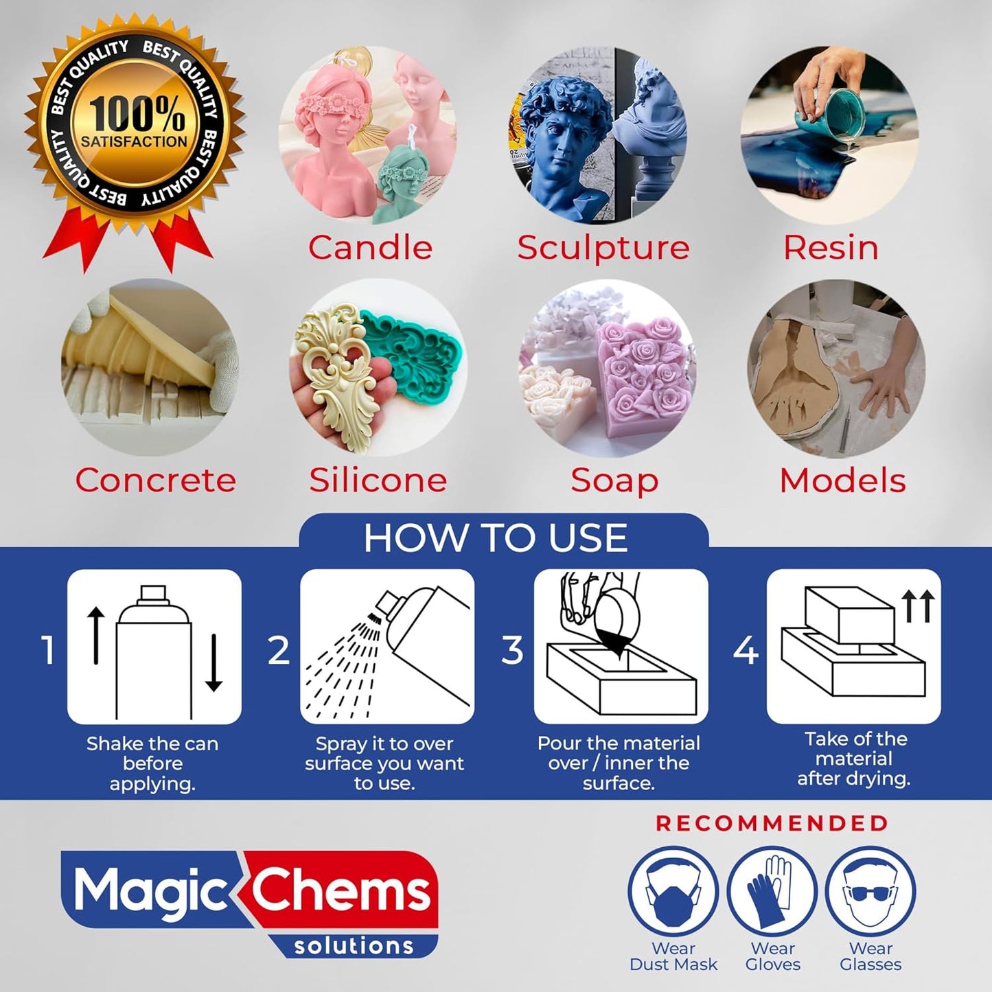 Mold Release, Silicone Mold Release Spray (16x16.9 fl oz/500ml) Mold Release for Epoxy Resin and Candle Mold Release Spray (16 Pack Mega Size)