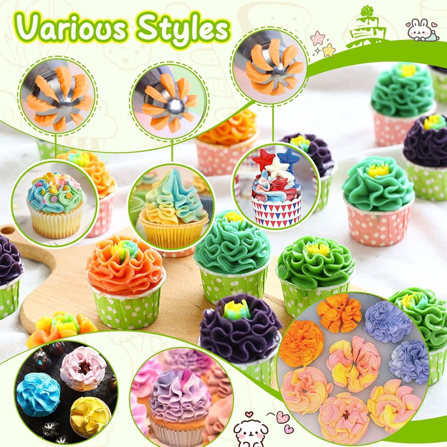 Suuker Ball Russian Piping Tips Lace Mold Pastry Cake Decorating Tool, Stainless Steel Cream Butter cream Cake DIY Baking Pastry Tools (3 Pieces)