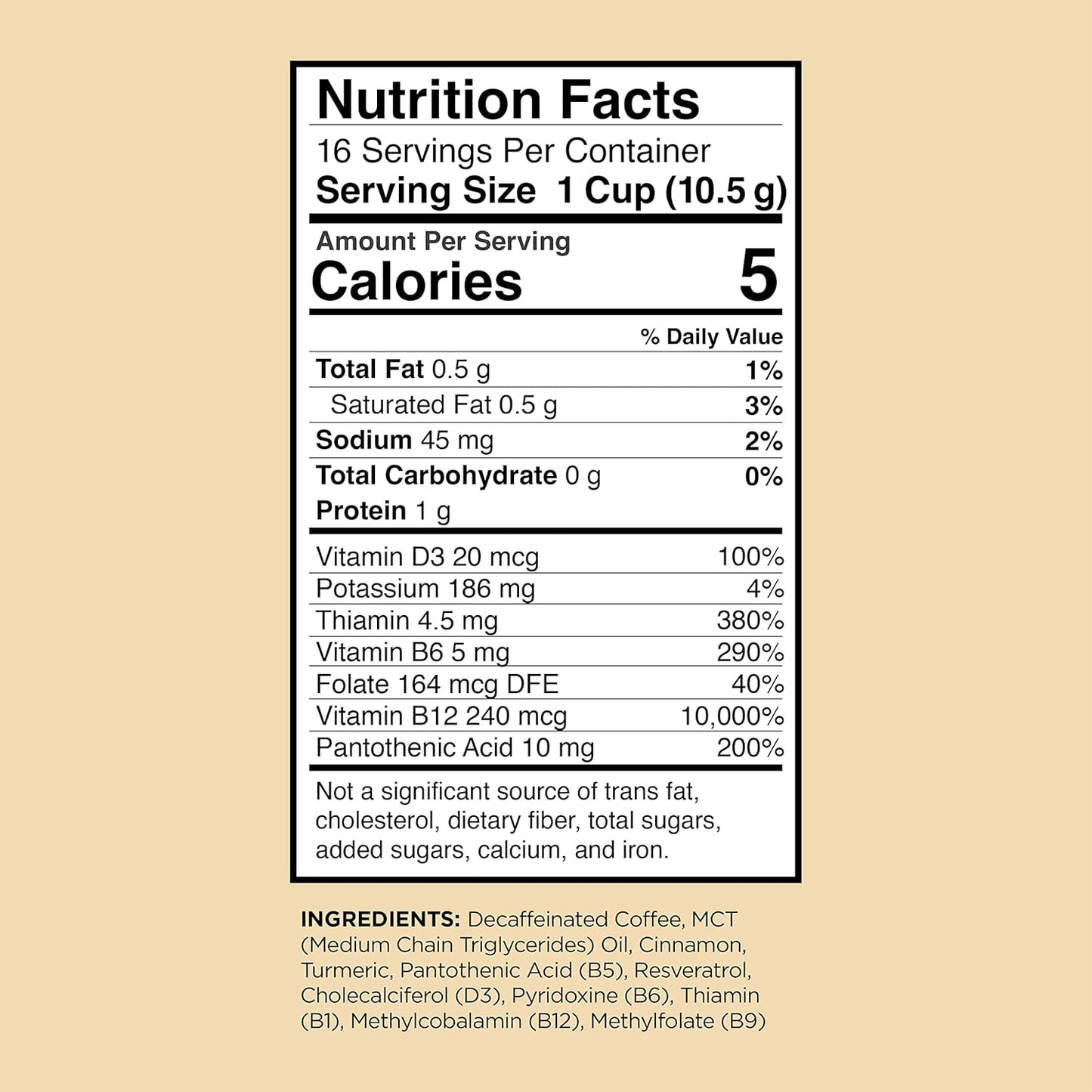 VitaCup Decaf Genius Keto Coffee Pods with MCT Oil, Turmeric, and Vitamins B1, B5, B6, B9, B12, D3 for Focus in Recyclable Single Serve Pod Compatible with K-Cup Brewers Including Keurig 2.0, 64 CT