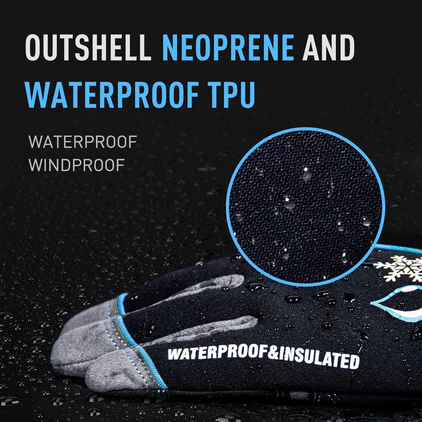 HANDLANDY Waterproof Insulated Work Gloves, 3M Thinsulate Thermal Winter Gloves for Men Women Touch Screen, Warm Ski Snowboard Cold Weather Gloves (Large, Blue)