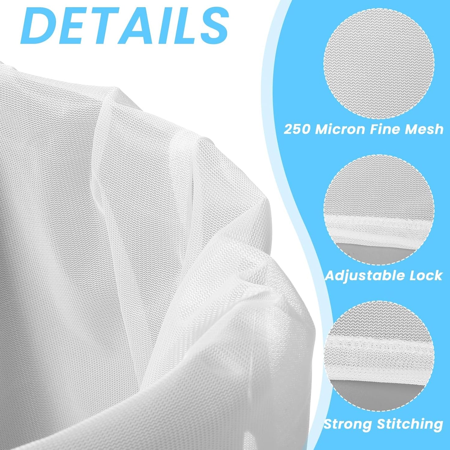 10 Pack 26"x22" Brew Bag, Extra Large Straining Bag, Reusable Fine Mesh Bag, White Drawstring Filter Bag for Beer, Nut Milk, Cold Brew, Wine, Coffee, Tea, Grain