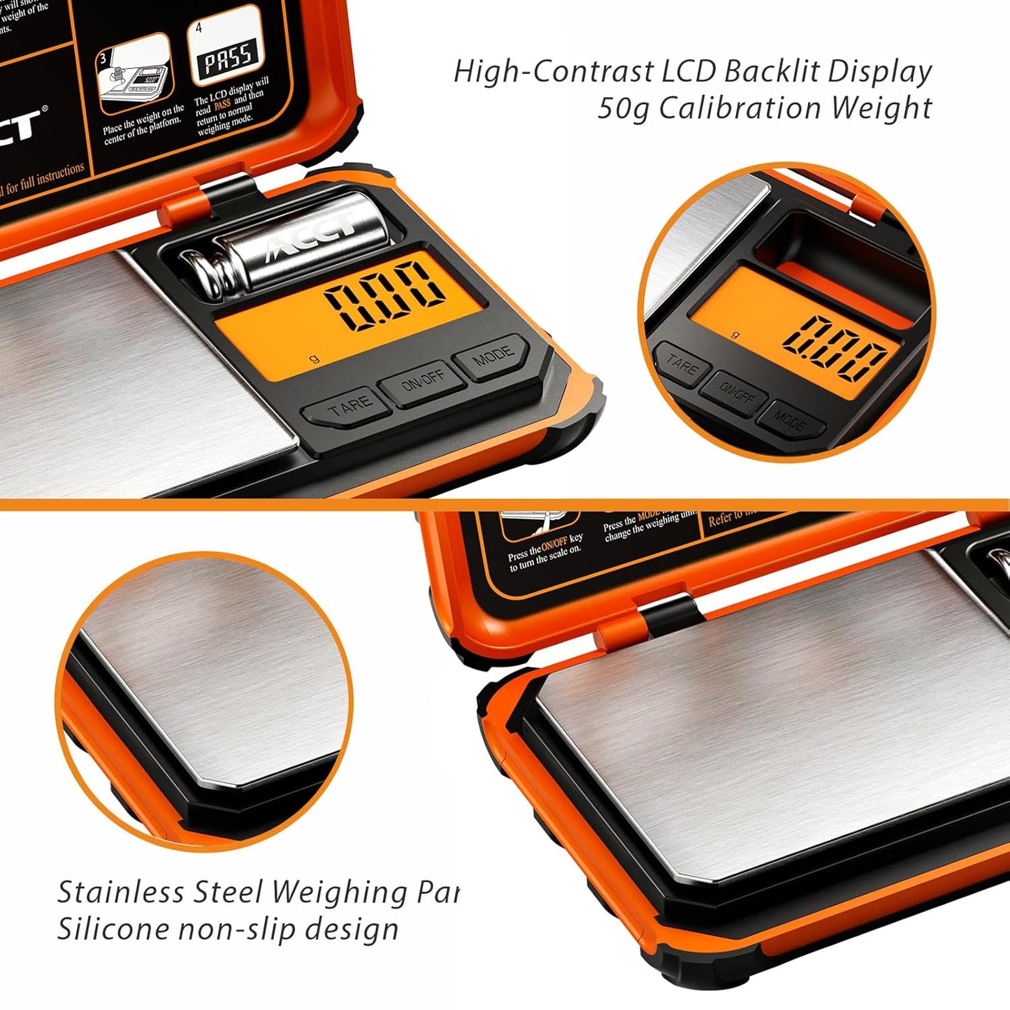 Precision Pocket Scale, 200gx0.01g Jewelry gram Scale, Digital Food Scale with LCD Display, one-Click Conversion 6 Units, mini Scale for Kitchen/Powder/Coffee/Coins(Battery Included)