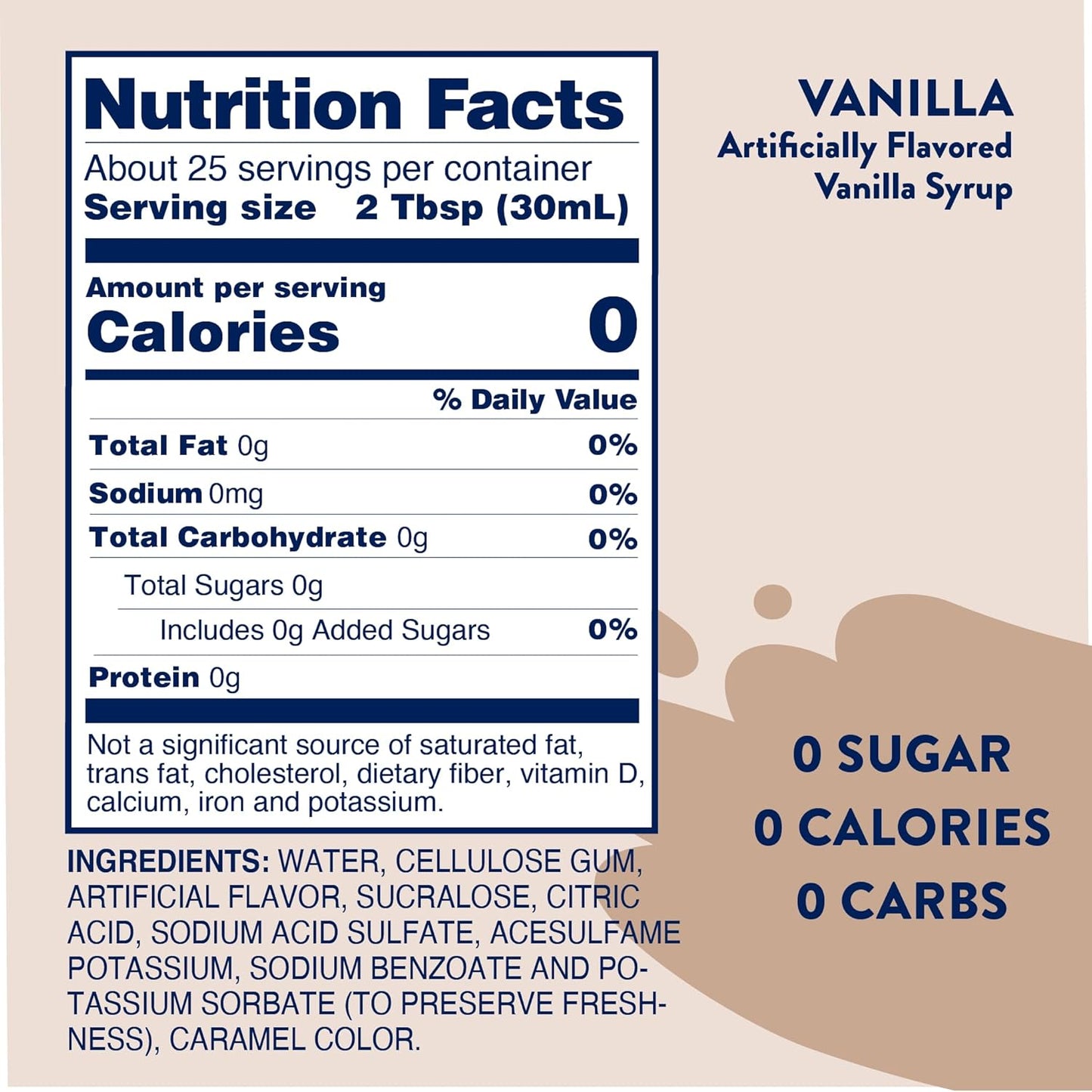 Jordan's Skinny Syrup Sugar-Free, Vanilla, 25.4 Ounce