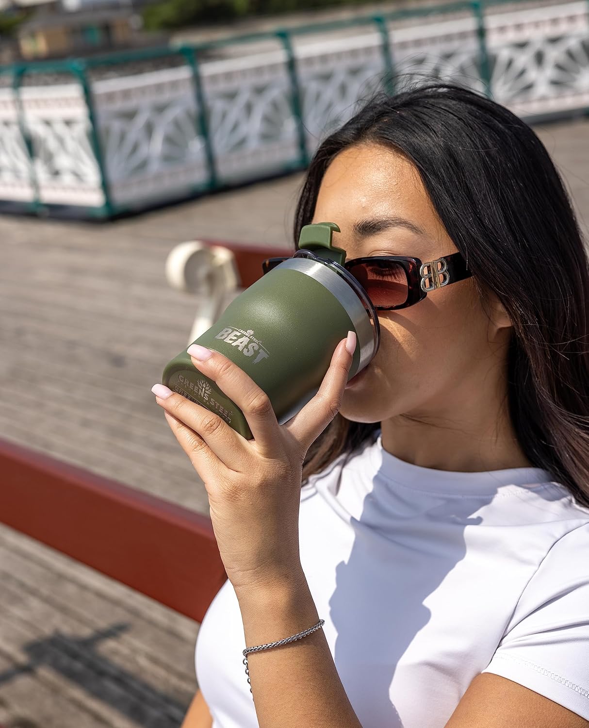 Beast 10 oz Tumbler Stainless Steel Vacuum Insulated Coffee Ice Cup Double Wall Travel Flask (Army Green)