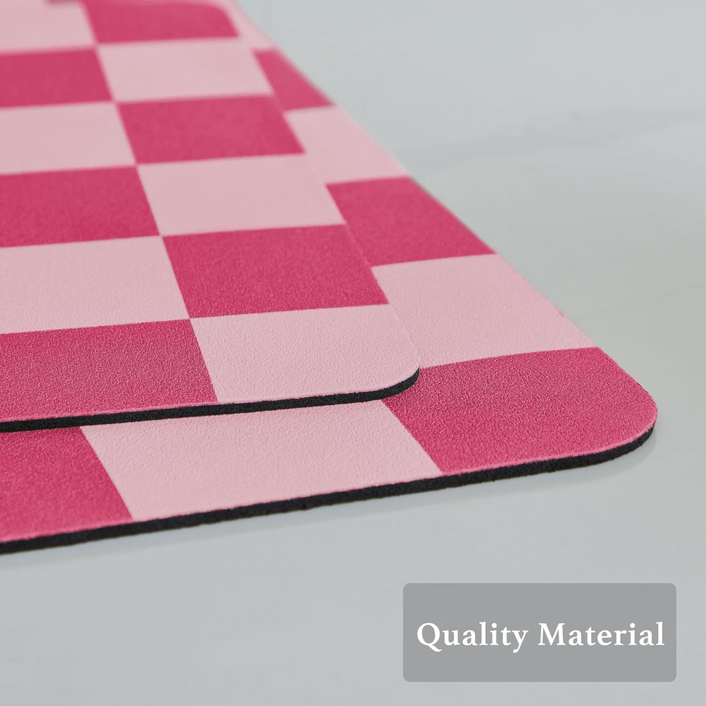 Checkered Dish Drying Mat for Kitchen Counter, Coffee Bar Station Accessories, Retro Cute Girly Pink Aesthetic Modern Absorbent Drainer Mat Kitchen Drying Mat Easy Clean, Hot Pink 16" x 24"