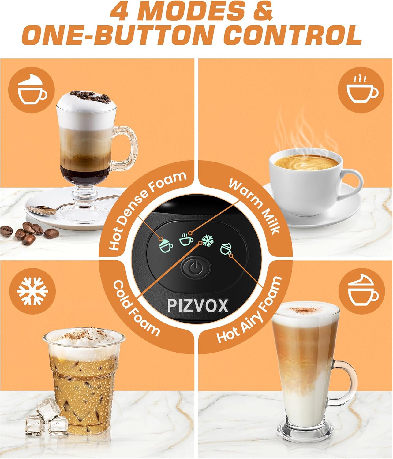 4-in-1 Electric Milk Frother and Steamer - Versatile & Quiet Foam Maker with Automatic Shut-Off - Perfect for Lattes, Cappuccinos, Macchiato - Large 350ml Capacity for Home Baristas (Black2)