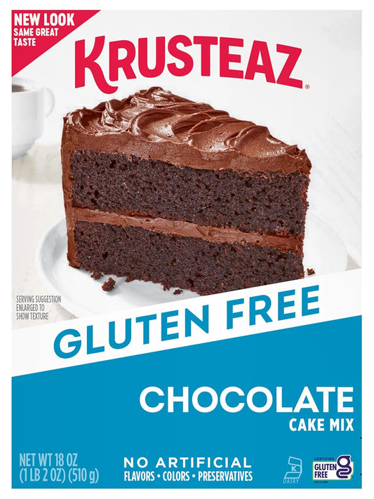 Krusteaz Gluten Free Chocolate Cake Mix, No Artificial Flavors, Colors, or Preservatives, 18 Ounce(Pack of 4)