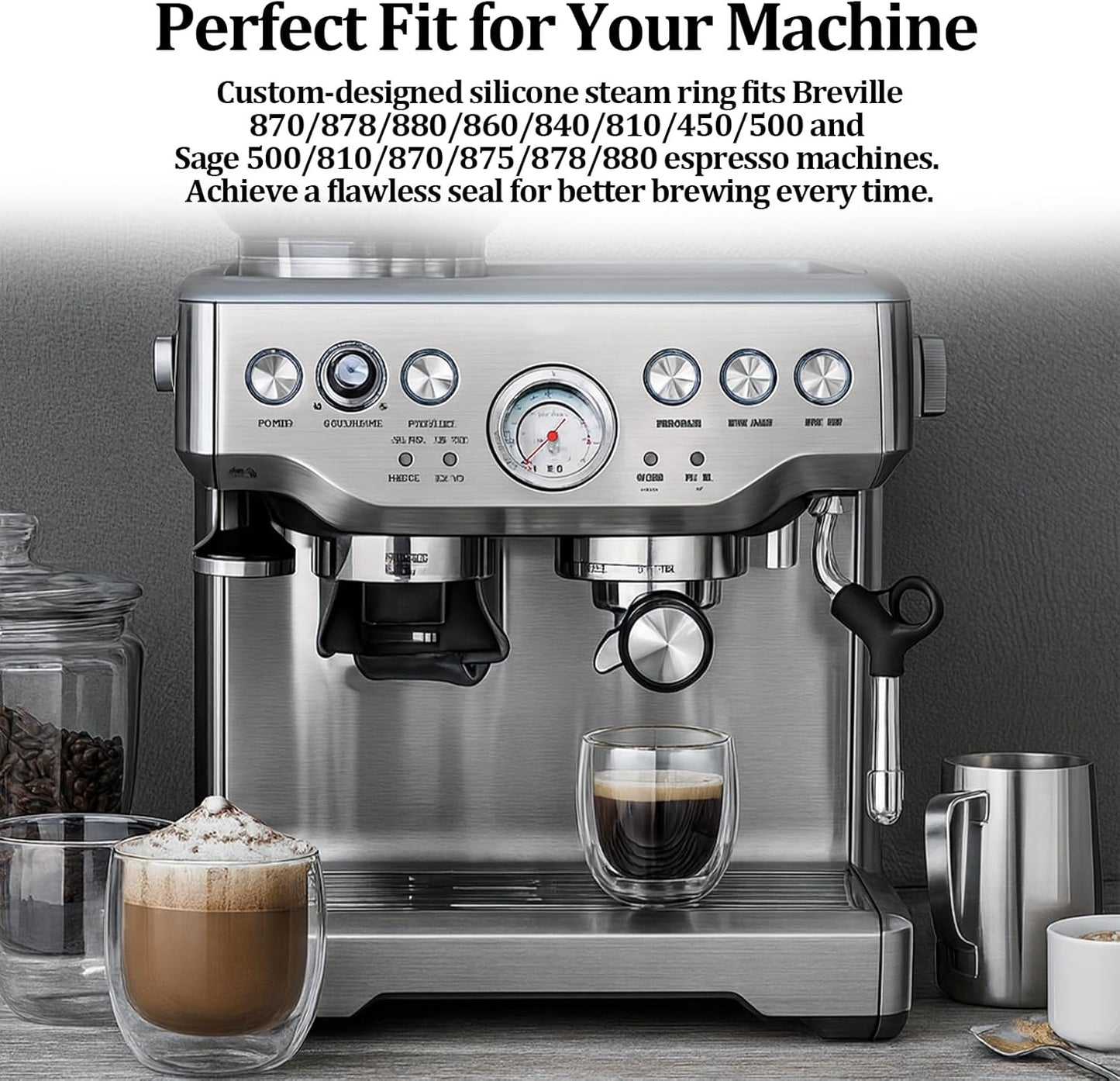 Silicone Steam Ring for Breville Espresso Machines 54mm, Compatible with Multiple Models Leak-proof Gasket, Replaceable, Good Seal, Better Extraction (2 Pack）