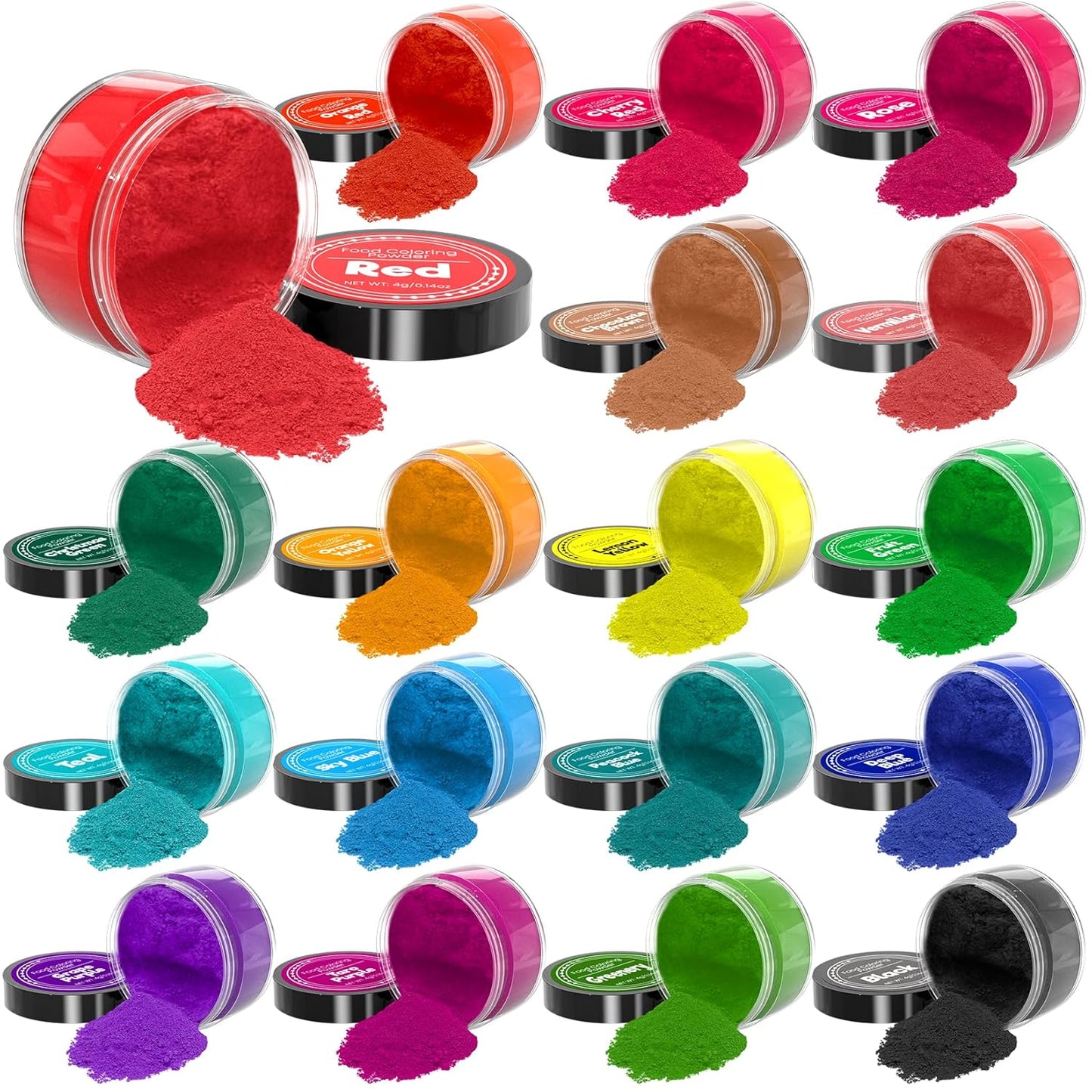 Food Coloring Powder, 18 Colors Powder Food Coloring for Baking, Powdered Edible Food Dye for Cookies, Fondant, Cake Decorating - 4g/Bottle