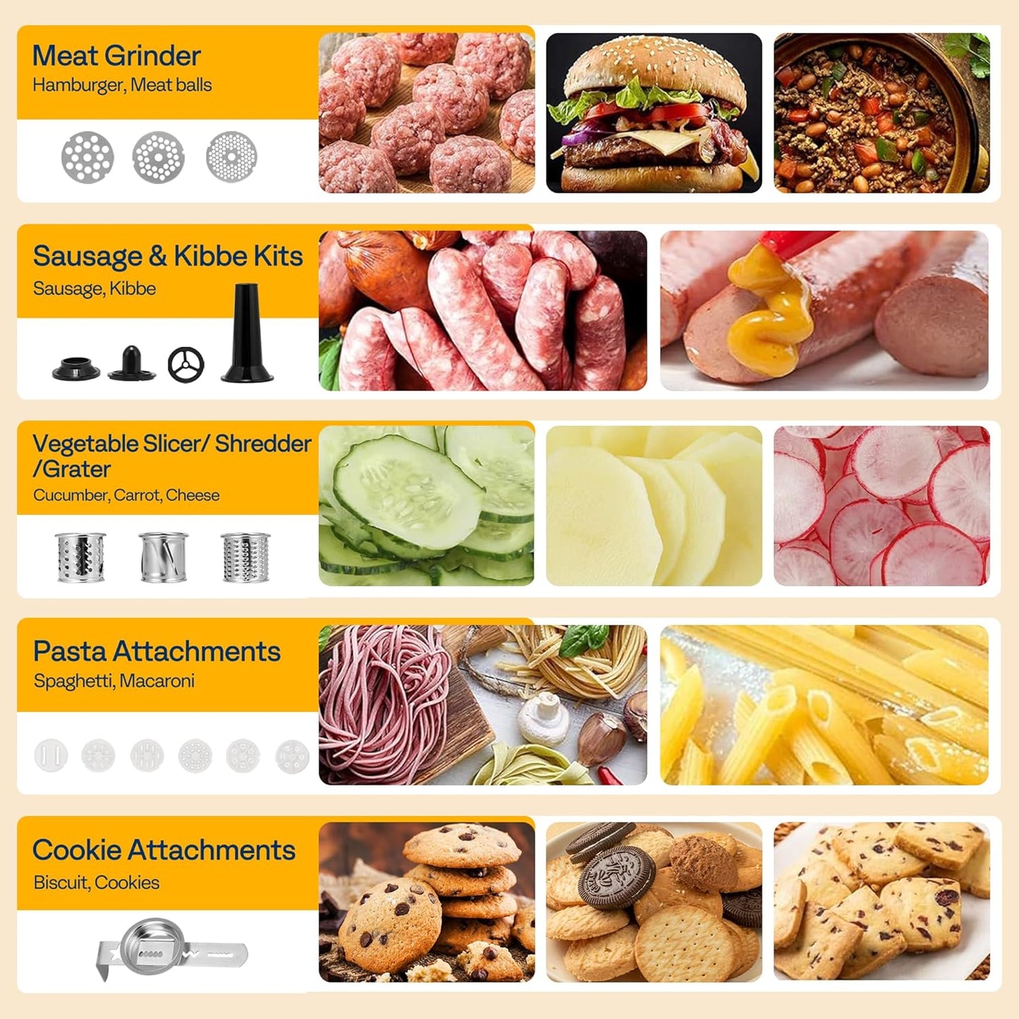 VIVOHOME 9 in 1 Multifunctional Stand Mixer with Fermentation, 6 Speed 7.5 Quart Kitchen Electric Food Mixer with Timer, Meat Grinder, Juice Blender, Vegetable Slicer, Pasta and Cookie Maker, Silver