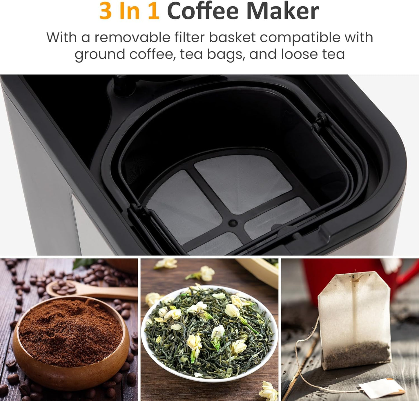 SUNVIVI Iced Tea Maker with 3-Quart Pitcher, Iced Coffee Brewing Maker for Ground Coffee, Tea Bags, Loose Leaf Tea, 7 Cups Coffee Machines for Home, Strength Control for Flavor, Black