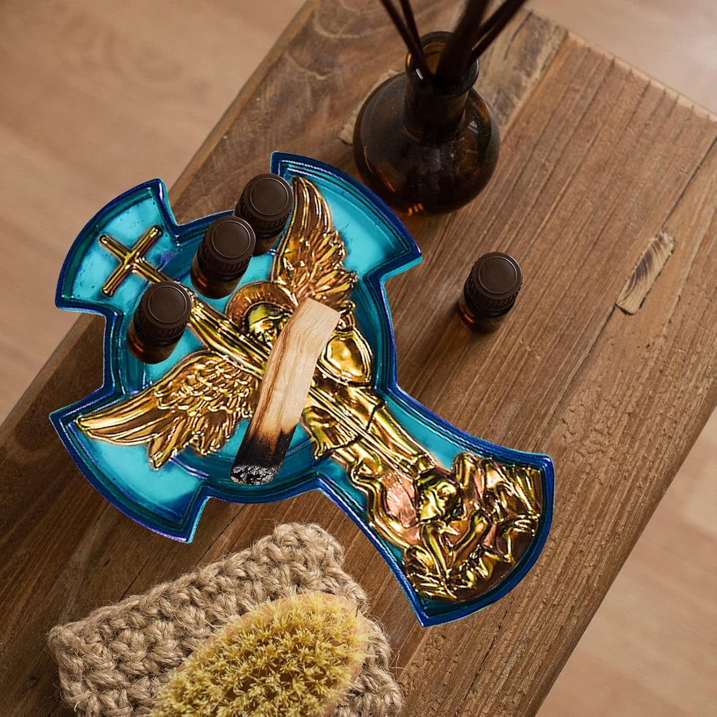 Wehous 2PCS Large Cross Resin Molds, 3D Silicone Resin Molds for Epoxy Casting, Cool Rose Cross Mold Angle Cross Tray Mold for Resin Clay Art Crafts Storage Wall Hanging Decor